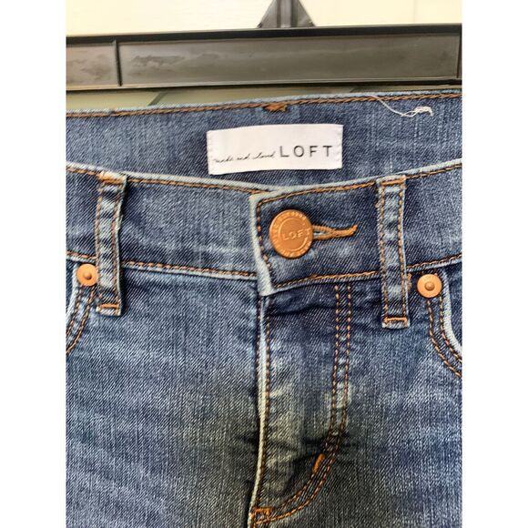 Loft Women Dark Wash Raw Hem Skinny Jean Size 0/25 - Picture 5 of 8